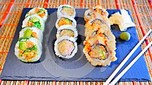 Colorful sushi platter