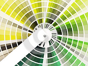 Colorful swatch book with shades of green