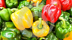 the colorful of sweet bell pepper on shelf for sell in supermark