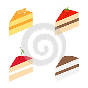 Colorful sweet cakes slices pieces set vector illustration