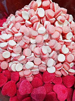 Colorful sweet candies in cellophane