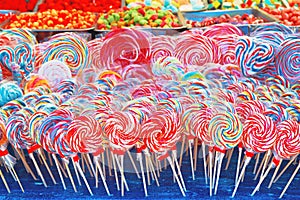 Colorful sweet candies at street market