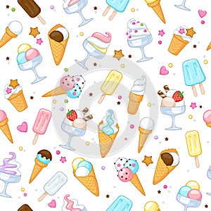 Colorful sweet ice cream icons background