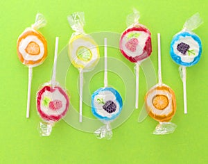 Colorful sweet lollipops