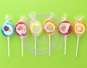 Colorful sweet lollipops