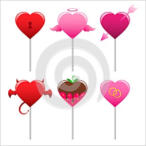 Colorful sweet love lollipops for February 14th