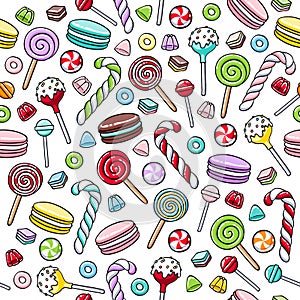 Colorful sweets icons background - vector illustration.