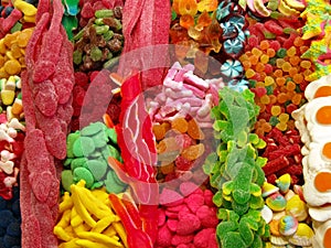Colorful sweets in a snack stall