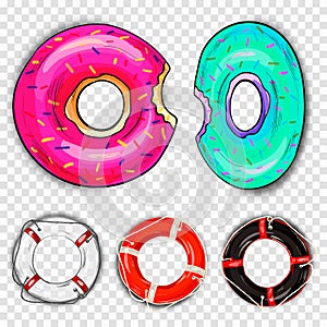 Colorful swim rings icon set isolated on transparent background. Vector illustration.
