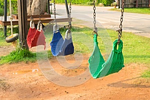 Colorful swings in playground