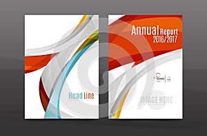 Colorful swirl design annual report cover template