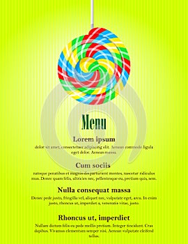 Colorful swirl lolly pop, candy store banner template