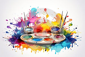 Colorful swirl paint circle on white background.