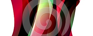 Colorful swirl of red, black, and green petals on white background