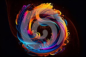 Colorful swirl spiral, vivid vortex, over dark background . Design element for posters and banners