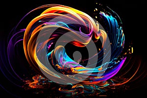 Colorful swirl spiral, vivid vortex, over dark background . Design element for posters and banners