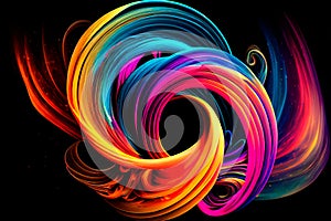 Colorful swirl spiral, vivid vortex, over dark background . Design element for posters and banners