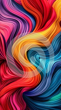 Colorful swirling lines create abstract 3d vibrant background design. Generative AI
