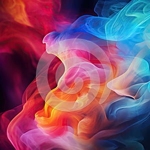 Colorful Swirling Smoke on Black Background vibrant colors