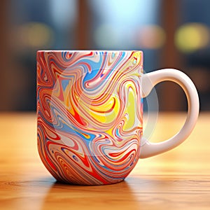 Colorful Swirls Mug With Realistic Details - Unique 3d Design