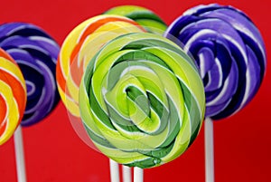 Colorful swirly lollipops