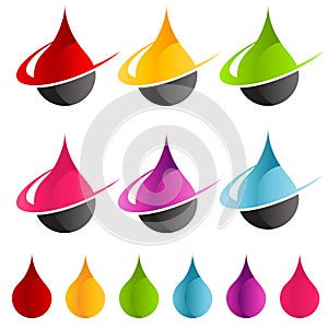 Colorful Swoosh Raindrop Icons photo