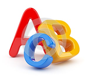 Colorful symbols of alphabet. 3D. Education