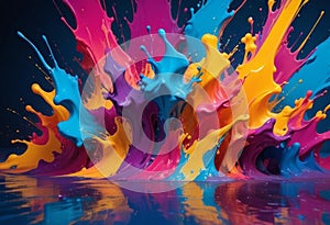 Colorful Symphony: Dynamic Abstract Paint Splash Explosion photo