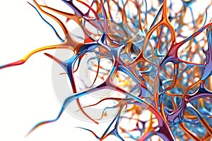 Colorful synapses of neural communication in the human brain. The human nervous system and synaptic transmission of