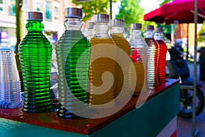 Colorful syrups drinks sold on the street