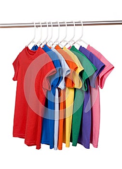 Colorful T-Shirts on White photo
