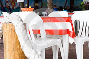 Colorful Table at an Outdoor Cafe in Mexico