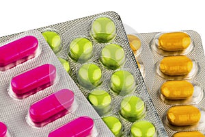 Colorful tablets in blister pack photo
