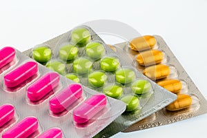 Colorful tablets in blister pack photo