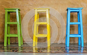 Colorful tall wooden chair