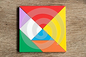 Colorful tangram puzzle in square shape