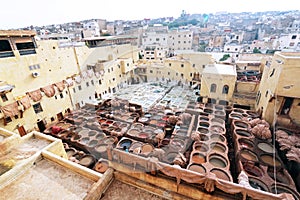 Colorful Tannery in Fes, Morocco