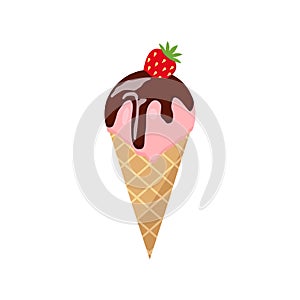 Colorful tasty isolated ice cream. Vector. Summer season fresh and beach food snack or cool down. Milk chocolate and vanilla with