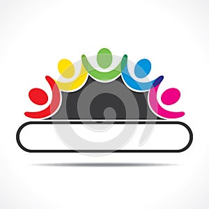 Colorful teamwork or unity with blank banner