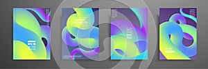 Colorful templates set with abstract elements. Abstract blending liquid color shapes cover design. Applicable for