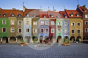 Colorful tenements on the Old Market Square in Poznan, Poland photo