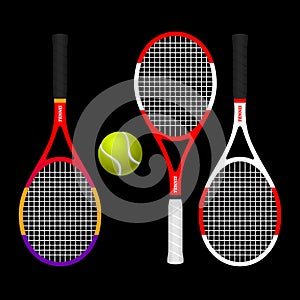 COLORFUL TENNIS RACKETS AND BALL photo