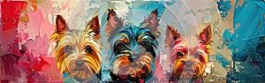 Colorful Terrier Head Art: Abstract Oil & Acrylic Painting of Animal Portrait with Pallet Knife on Canvas