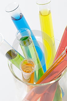 Colorful test tubes close-up