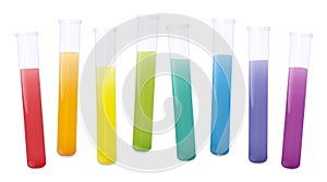 Colorful Test Tubes Rainbow Colored Chemical Fluids