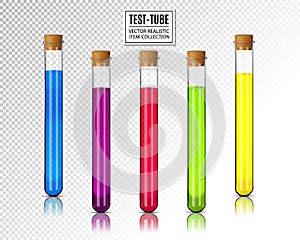 Colorful Test Tubes. Vector set