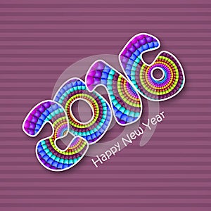 Colorful text 2016 for New Year celebration.