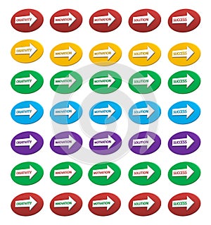 Colorful text arrows icons