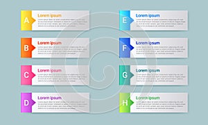 Colorful text frame set for infographic element.