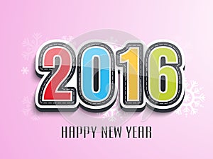Colorful text for Happy New Year 2016.